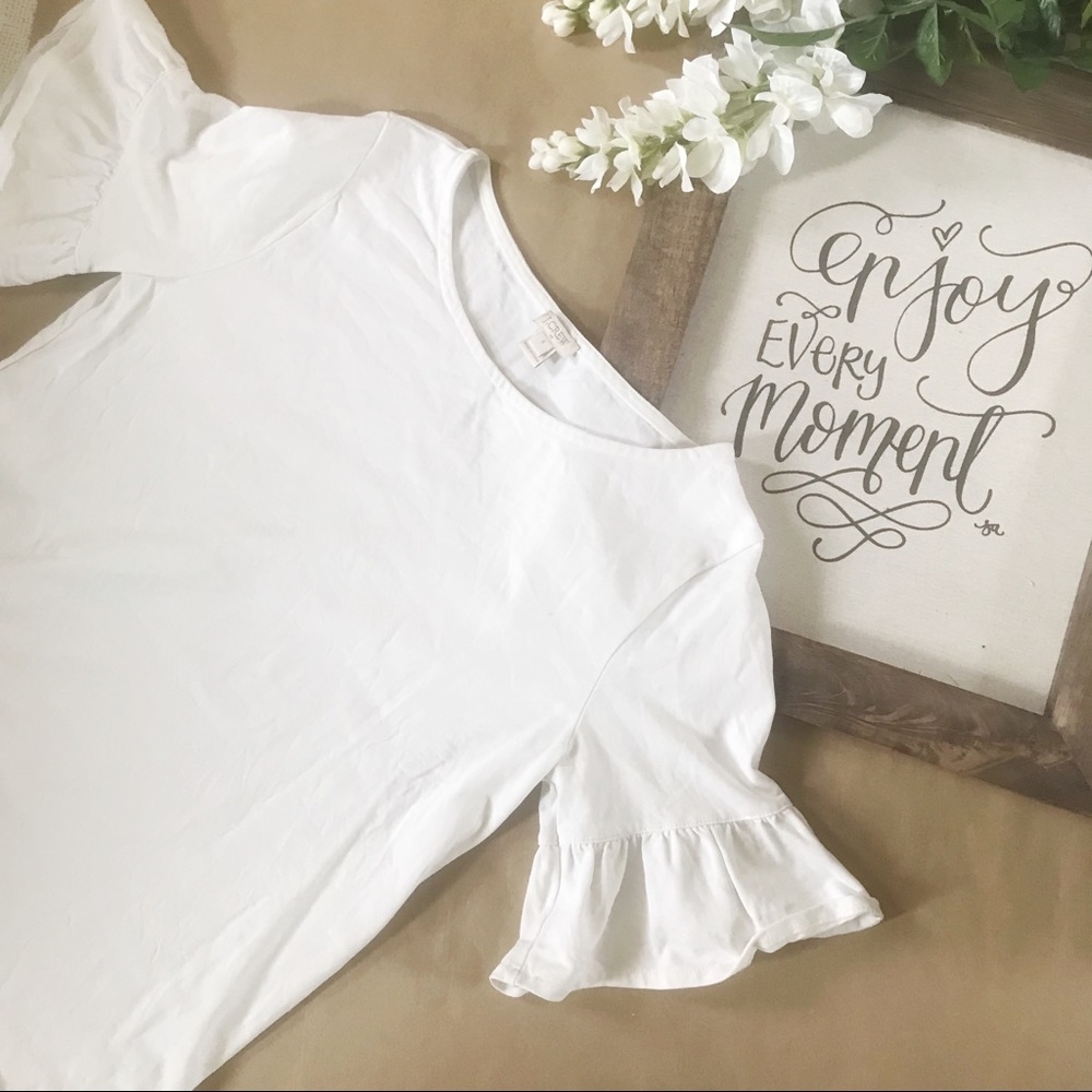 J. Crew Factory Ruffle Sleeve Tee Shirt